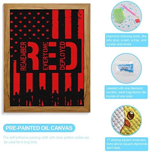 R.E.D זכרו את כולם פרוסים אדום שישי קידוח יהלום ציור DIY בעבודת יד עם מסגרת לאמנים תלויים קישוט ביתי 16 x 20 ב