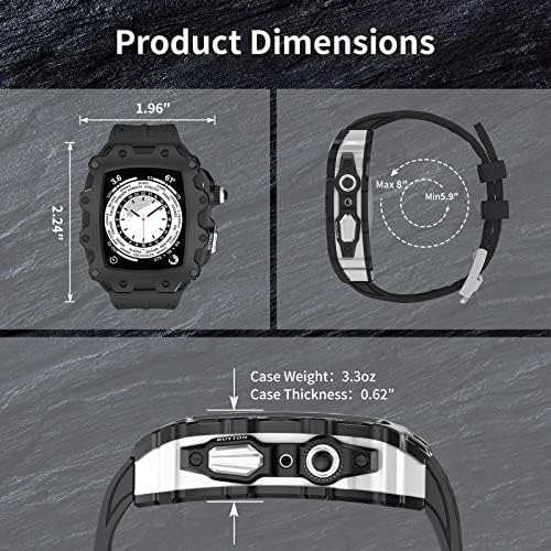 ערכת שינוי אזאנו לסדרת Apple Watch 8 7 75 ממ לוחית מתכת+רצועת גומי לסדרת IWatch 6 SE 5 4 44 ממ כיסוי מוד