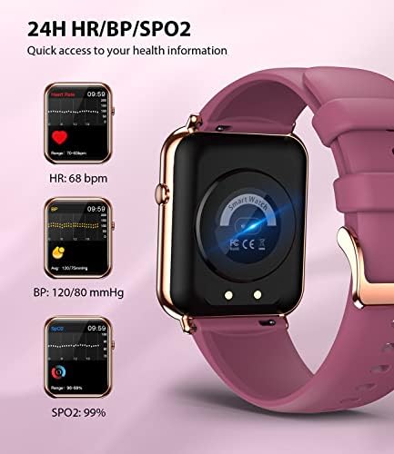 שעון חכם לגברים נשים, שעון כושר IP68 שעון חכם אטום למים עם צג לחץ דם דופק, מסך מגע בגודל 1.69 אינץ 'Smartwatch