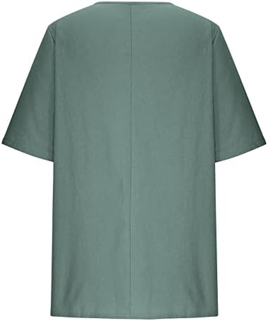 חולצות איכרים לנשים צמרות פשתן כותנה רופפות כוסות חולצות טירט חולצות פלוס גודל קיץ 3/4 טייז חולצת כפתור שרוול
