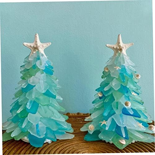 עץ חג המולד של זכוכית ים של Ckuakiwu, עץ חג המולד של זכוכית ים יפה, עץ חג המולד של גביש כחול ים ירוק כחול, עץ חג מולד, עץ חג המולד של