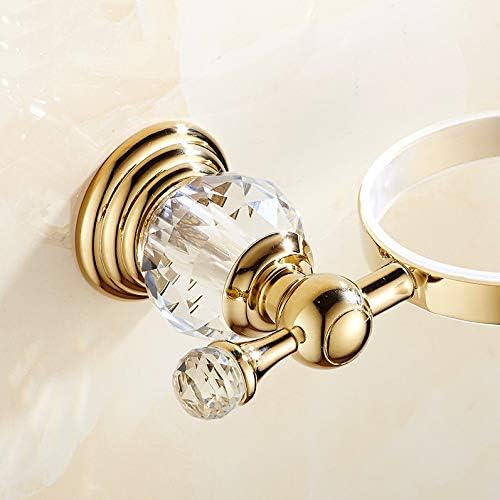 N/A מחזיק מברשת אסלה פליז רכוב עם כוס קרמיקה קריסטל מברשת לבנה מברשת זהב אביזרי אמבטיה מברשת
