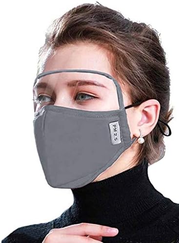Detallan Unisex Face Màsc בנדנות כותנה עם בד שניתן לשימוש חוזר, אטום אבק חיצוני פנים מגן על כיסויי פה עם מגן עיניים לנשים וגברים בוגרים,
