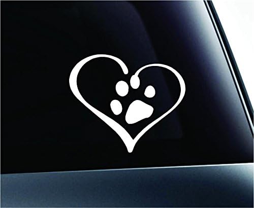 לב אקספרסקור לב עם הדפסת כפה אהבה כלב חתול סמל מדבקות משפחה אהבה מכונית חלון מדבקה